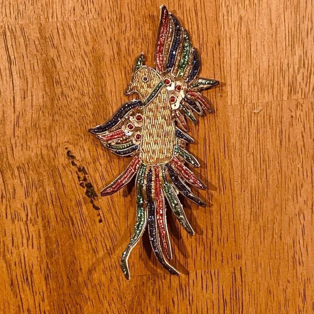 Vintage Appliqué Patch Phoenix Bird of Paradise Handcrafted in India